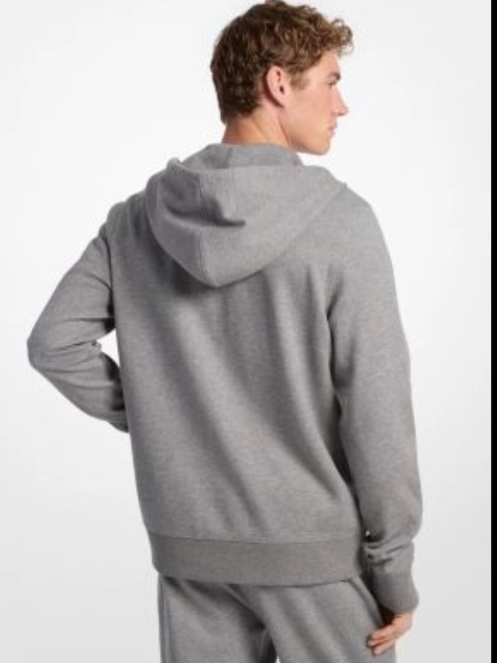 Michael Kors Men's Light Gray Zip-Up Hooded Sweatshirt - Picture 2 of 7